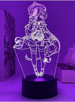 Buy Anime Lamp Genshin Impact Game Figure Qiqi 3D Led Night Lights Birthday Gaming Room Table Lamp Colorful Decoration Remote Control in UAE