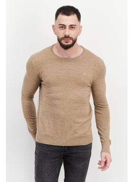 Buy Men Crew Neck Long Sleeves Plain Sweatshirt, Brown in UAE