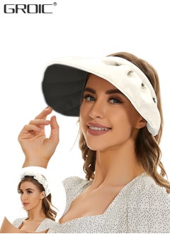 Buy Sun Visor Hat for Women with Wide Brim UV Protection Wide Brim Golf Visor Cap Tennis Running Sunshade Hat, Outdoor Sports Accessories in Saudi Arabia