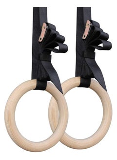 Buy COOLBABY Wooden Gymnastics Ring 1100 lbs with 9ft Adjustable Straps (Set of 2) in UAE