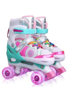 اشتري Girls Roller Skates for Kids Children todders Beginner 4 Size Adjustable for Ages 3-8 or 6-12 Years Old Girls with Light Up Wheels and Colorful Shoelaces في الامارات