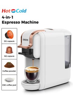 Buy Espresso Capsule Coffee Machine 19Bar Hot Cold Coffee Maker For Nespresso Dolce Gusto ESE Pods And Coffee Powder 1450W 600ML White in Saudi Arabia