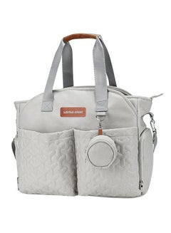 Buy Quilted Diaper Bag With Pacifier Pouch-Grey in UAE