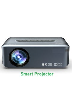 Buy Smart Projector AI Intelligence Wireless Projector Portable Ultra HD 8K 1080P Resolution 12000 Lumens Dual Band WiFi Grey in Saudi Arabia
