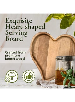 اشتري Premium Wooden Plate "One Heart" - Gorgeous Heart-Shaped Beech Wood Plate for Cheeses Charcuterie Breads Sweets - Rustic Kitchen Decor – Natural Wood Color - Amazing Gift في الامارات