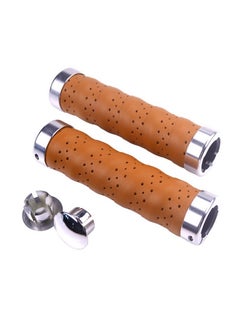 Buy Brown Leather Handlebar Grip For Bicycle/Fixed Gear/Mountain/Folding Bike Double Lock On Bar Grip in Saudi Arabia