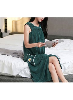 Buy Women's Bath Towel Robe Robe Body Spa Bath Wrap Toweling Robe (Dark Green) in UAE