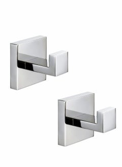 Buy Bathroom Hooks, Towel Robe/Coat Clothes Hook Chrome Polished Stainless Steel Square Hanger Wall Hooks Heavy Duty for Bath Kitchen Bedroom Garage Hotel Wall Mounted, 2 Pack in UAE
