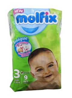 اشتري حفاضات اطفال (ميدي) من مولفيكس 9 قطع - مقاس (3) في السعودية