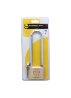 Buy Double Ball Lock Long Shackle Padlock with Keys Brass and Silver 60 mm DY1019 /IT7147 in Saudi Arabia