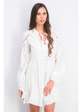 Buy Women Textured Mini Dress, White in Saudi Arabia