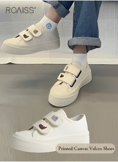 Buy Women's Wear-Resistant Printed Velcro Canvas Shoes Anti Slip Thick Sole Round Toe Casual Sports Shoes Comfortable And Breathable Versatile Sports Shoes in UAE