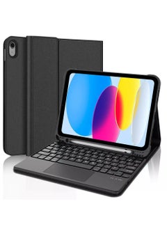 Buy Keyboard Case with Touchpad for Apple iPad 10th Generation 10.9" Builtin Pen Holder Black in UAE