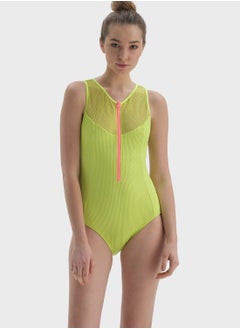 اشتري High Leg Zip Detail Swimsuit في الامارات