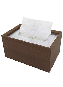 Buy Decorative Wooden Tissue Box Holder with Drawers, Brown, for Home or Office in Egypt