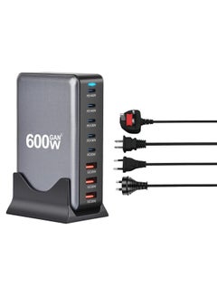 Buy 600W USB A&USB C Charging Station,6 Type-C Ports 【2×140W, 2x 100W, 1×30w】 and 3 USB Ports 【QC30W】 Charge Charging Station Type-C hub,GaN Technology,Fast Charge Wall Plug with 1.5m Power Cord Black in UAE