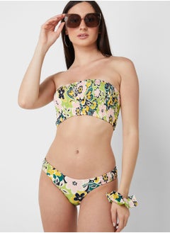 Buy Floral Print High Leg Bikini Bottom in UAE