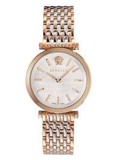 Buy Versace Women's Cubic Zirconia Classic Fashion Versatile Quartz Watch, paired with rose gold and silver patchwork stainless steel strap 35mm in UAE