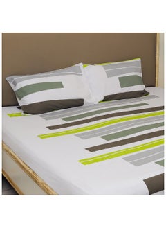 Buy 3 Piece Hometex Design 100% Cotton King size printed flat sheet set DEAR - 1 Flat Sheet (240x260 cm) + 2 Pillow Covers (50x80 cm) in UAE