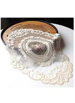 Buy Retro French Style Lace Placemats Fashionable Embroidered Cup Mat vase mat 12”x16”,Beige in UAE