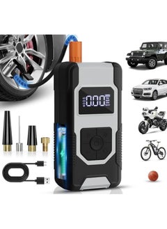 اشتري Portable Air Compressor Tire Inflator 150 PSI Rechargeable Cordless Air Pump for Car Tires with 7500mAh Battery Electric Air Pump with Digital Pressure Gauge and LED Light في السعودية