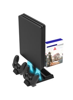 اشتري محطة مروحة تبريد عمودية PS4 مع شاحن وحدة تحكم مزدوجة و 9 فتحات ألعاب ل Playstation 4 / PS4 Pro / Slim في السعودية