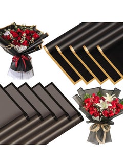 Buy 20 Sheets Flower Wrapping Paper Black Waterproof Floral Bouquets Wrapping Paper 10Pcs Gold Edge & 10Pcs Translucent Black Edge Florist Supplies Gift Packaging Flower Paper Wrap in UAE
