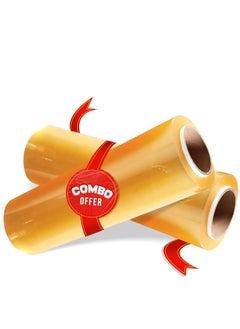 Buy [Combo of 2 Rolls] Cling Film wrap 30cmx300 meter wrapping paper roll transparent Food Packaging Storing Wrap Plastic wrap cling wrap 1.2kg wrapping plastic roll in UAE