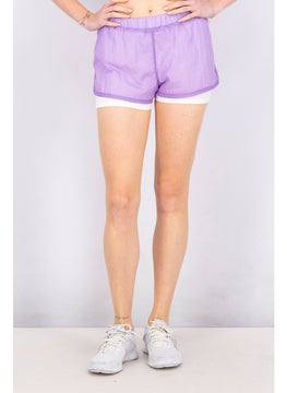 Buy Women Sports Fit Plain Pull On Short, Purple in Saudi Arabia