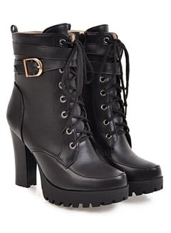 Buy Fashion Ankle Boots With Belts Black in UAE