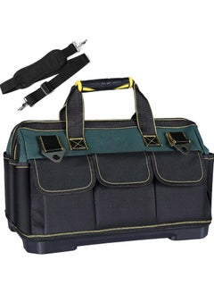 Buy 17'' Multifunctional Tool Bag with Waterproof Molded Base, Heavy Duty Tool Storage Bag, Large Capacity Wide Mouth Tool Tote Bag for Electricians Carpenters in Saudi Arabia