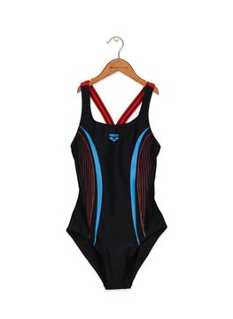 اشتري Women Brand Logo Printed One Piece Swimwear, Black and Red and Turquoise في السعودية