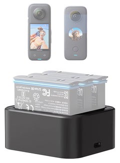 اشتري 3-Channel Battery Charger Hub for Insta360 One/X2/X3 Camera, Fast Battery Charger Station with USB Type-C Charging Cable Accessories في السعودية