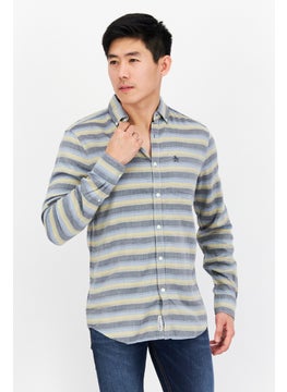 Buy Men Regular Fit Stripe Long Sleeves Casual Shirt, Blue Combo in Saudi Arabia