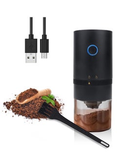 اشتري Portable Electric Burr Coffee Grinder, Compact Automatic Conical Burr Grinder Coffee Bean Grinder with Muli Grind Setting, USB Rechargeable Simple Push Button Operation with Brush, Black في السعودية