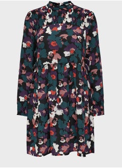 Buy Floral Print High Neck Dress in Saudi Arabia