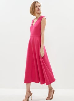 Buy V-Neck Full Skirt Sleeveless Midi Dress in Saudi Arabia