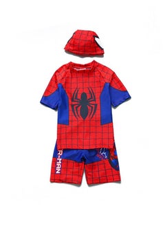 Buy Spider-Man Split Piece Swimsuit, 3 Piece Swimsuit with Hat and Pant, Little Boy Swimsuit Set, Suitable for Little Boys 6-8 Years Old in UAE