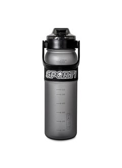 Buy EYUN sports water bottle plastic leak proof unisex for gym office outdoor school with strap 1l black in Egypt