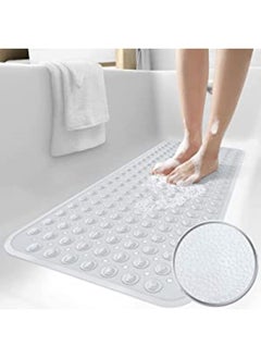 اشتري Bathtub Mats for Shower Tub Extra Long Non Slip Bath Tub Mat with Suction Cups and Drain Holes 100x40cm Shower Mat for Bathroom Washable  Clear في الامارات