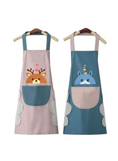 Buy 2 Pcs Kitchen Waterproof Aprons For Women Men Adjustable with Convenient Pocket Durable Kitchen Cooking Apron Perfect for Home Restaurant Craft BBQ Coffee House in Saudi Arabia