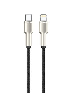 Buy USB-C to Lightning Braided Cable / LED Indicator / Charge & Sync / High Transfer Speed / Wide Compatible / Secure and Safe / 1 Meter Length / 1000 Bends - Black in UAE