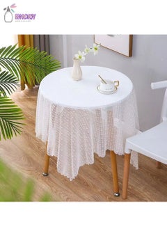 Buy Lace Tablecloth, Polyester Material, White Three-Dimensional Hollow Pattern, Suitable For Dining Table, Coffee Table, Nightstand, Etc., 140*140Cm in Saudi Arabia