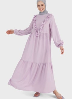 Buy Puff Sleeve Ruffle Detail Tiered Dress in UAE