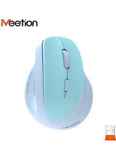 Buy Meetion Right-Handed Ergonomic Wireless Mouse BTM010R Ergonomic design for comfortable use RGB illumination for a dark atmosphere Rechargeable battery for continuous use (Blue) in UAE