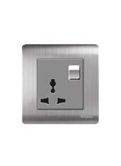 Buy 16A Universal Switched Socket Metal Plate Brushed In Silver Electrical Switches Sockets Outlets For Home Appliances L 3 X W 3 Cm Silver in UAE