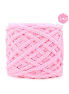 Buy 2-Piece Knitting Wool Yarn,Knitting Yarn Coarse Yarn for Crochet, Soft Chunky Yarn for Projects Making Plush Balls Handmade Bags Sweaters Shoes Hats Blankets Scarves Pink in Saudi Arabia