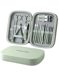 Buy 18-Piece Professional Pedicure And Nail Clipper Manicure Tool Kit Green in Saudi Arabia
