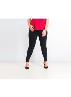 Buy Women Pull,on Wide,Waistband Knit Pants, Black in UAE