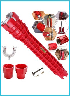 اشتري 1/2/5PC 8 In 1 Faucet And Sink Installer, Red Multifunctional Wrench Plumbing Tool, Plumbing Repair Installation Hand Tools, for Toilet Bowl/Bathroom/Kitchen في السعودية